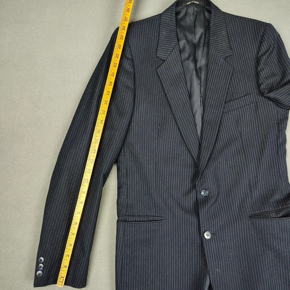 Yves Saint Laurent Blazer Men 36 Navy Pinstripe 2 Button Vented Classic Coat